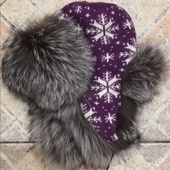 Genuine silver fox winter beanie hat - Picture 2 of 5